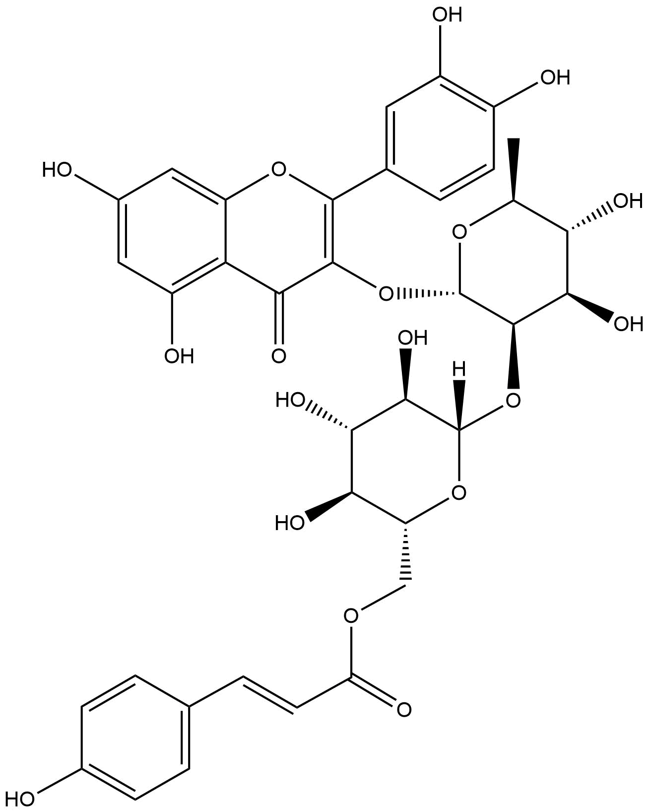 Quercetin 3-O-β-D-(6''-p-coumaroyl)glucopyranosyl(1-2)-α-L-rhamnopyranoside